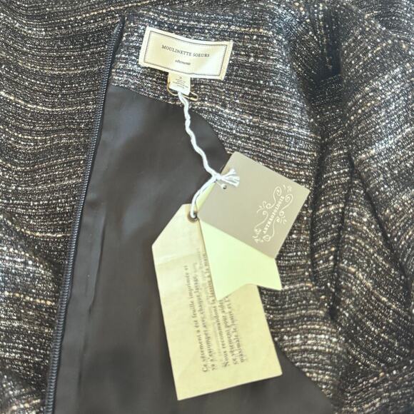 New Moulinette Soeurs Anthropologie Glissade Dress Grey Gris Shimmer Tweed Sz 2 - Picture 9 of 16